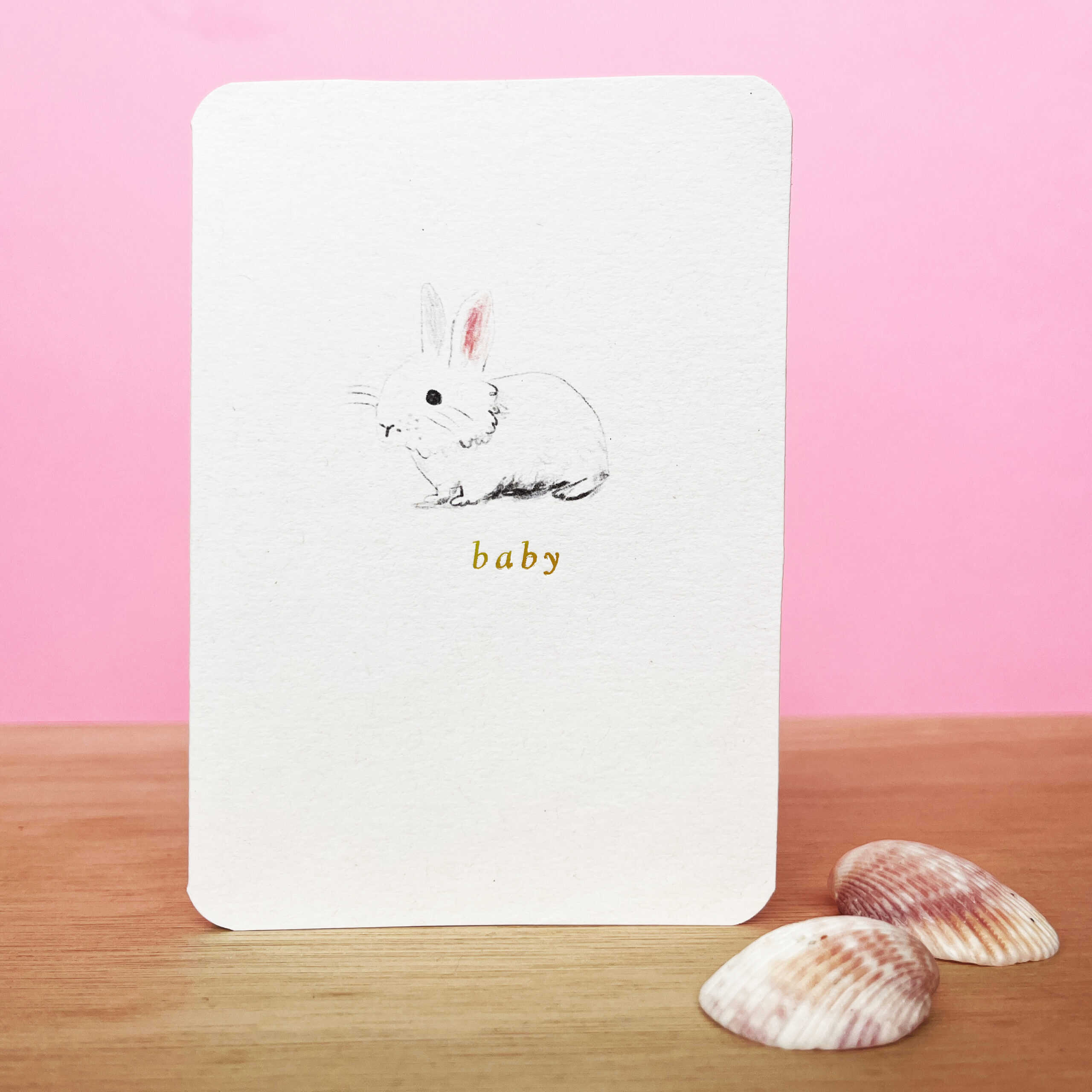 VINTAGE GOLD BUNNY BABY CARD