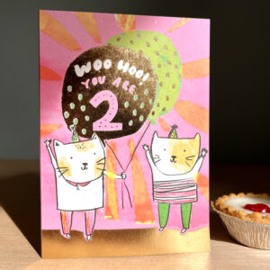 Two Today! Birthday Card With Gold Foil