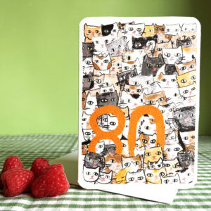 Eighty Today Cats Card
