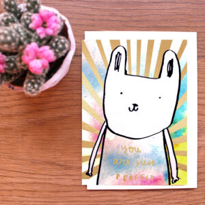 You Are Just Perfect Gold Bunny Card