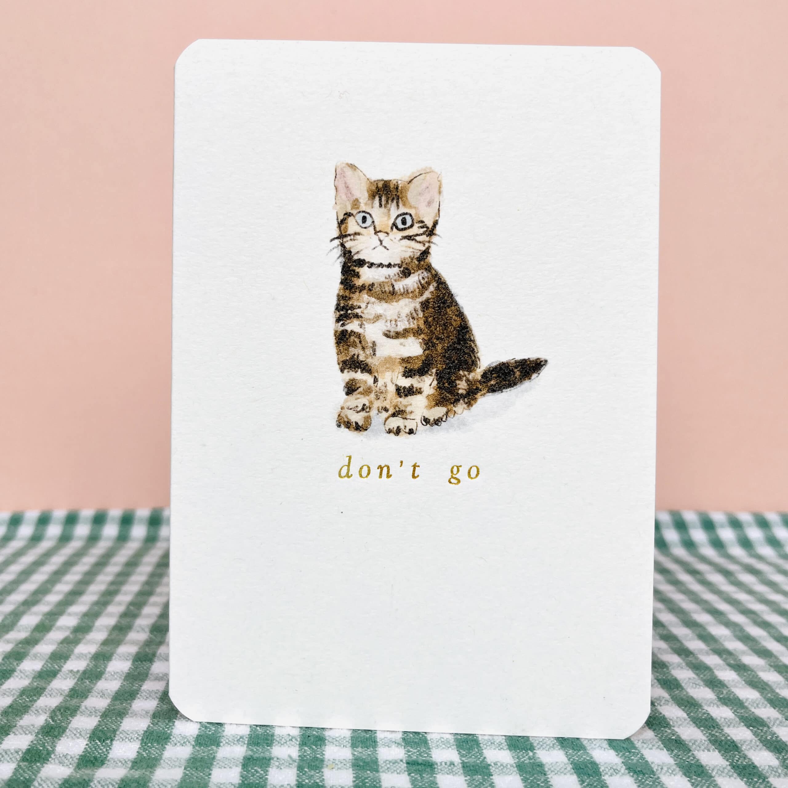 Vintage Gold Don't Go Cat Card