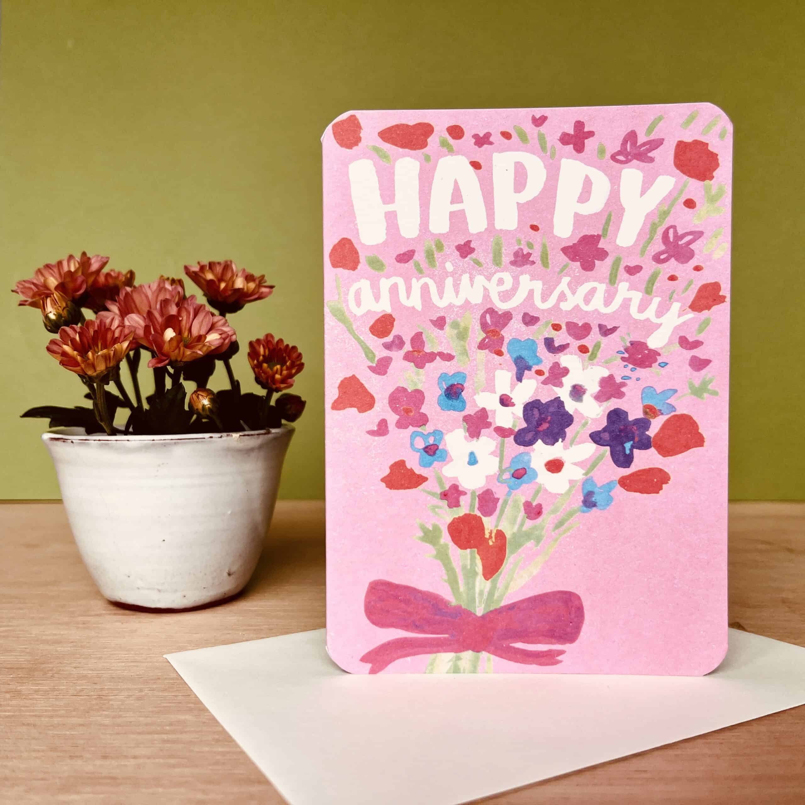 Happy Anniversary Flowers Card