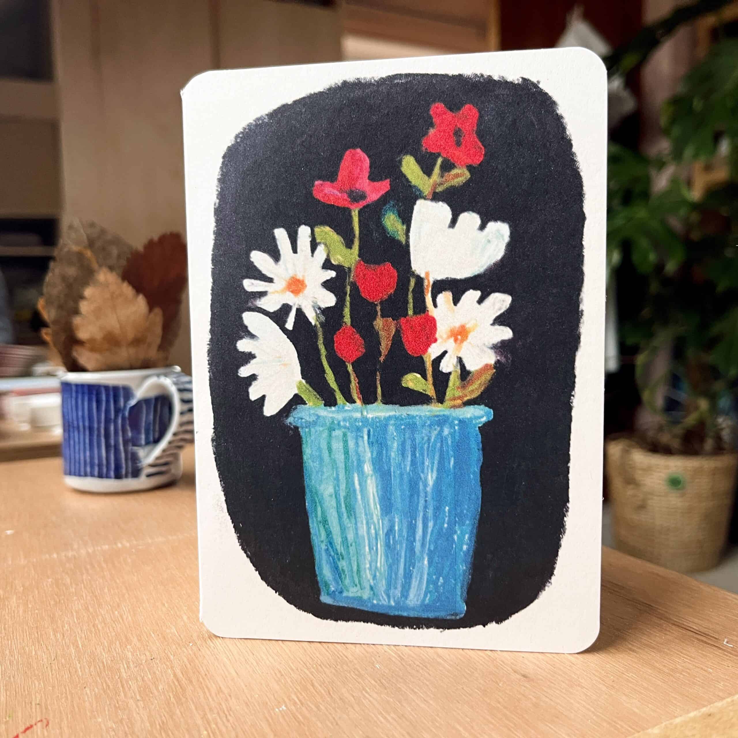 Flowers in Blue Vase Card
