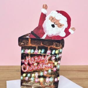 Santa in Chimney Card